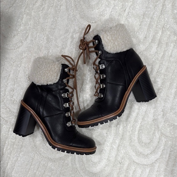 Nine West Shoes - Women's Black and Brown Lace-Up Ankle Boots